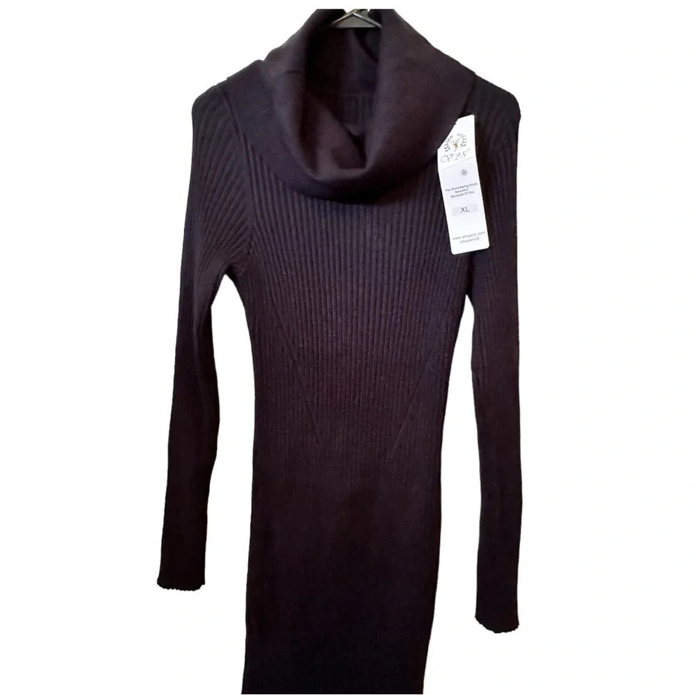 NWT Women’s Cowl Neck Ribbed BodyCon Sweater Dress